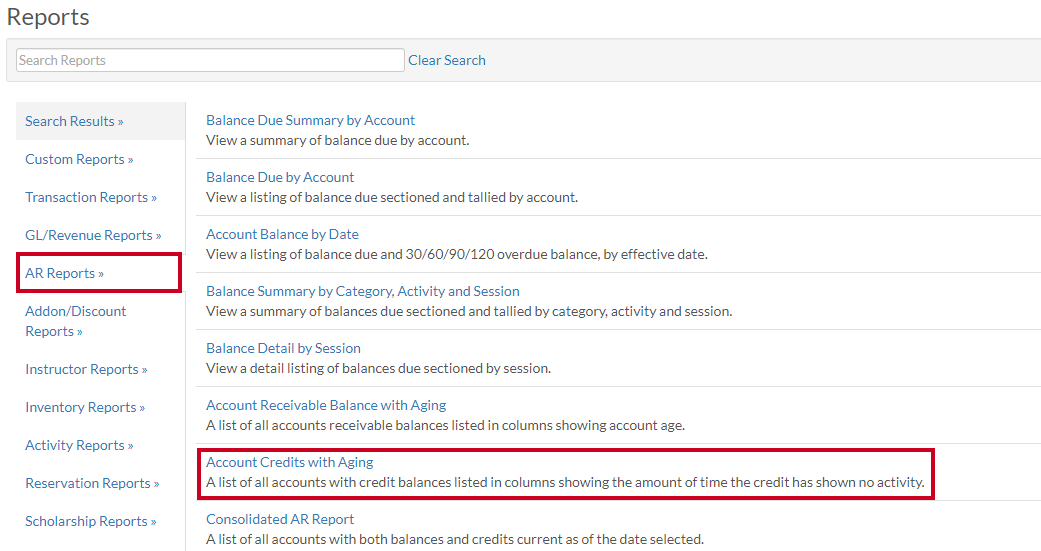 accounts receivable account credits with aging