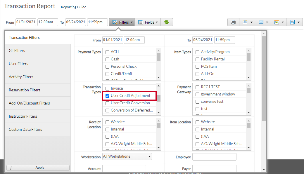 user credit adjustment