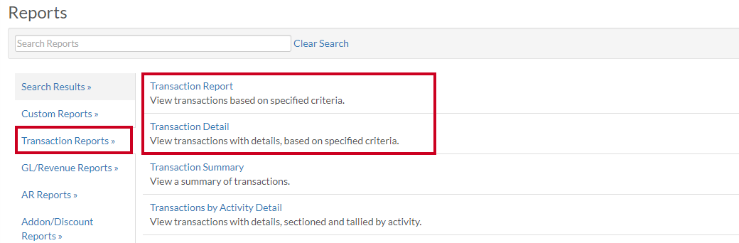 transaction reports