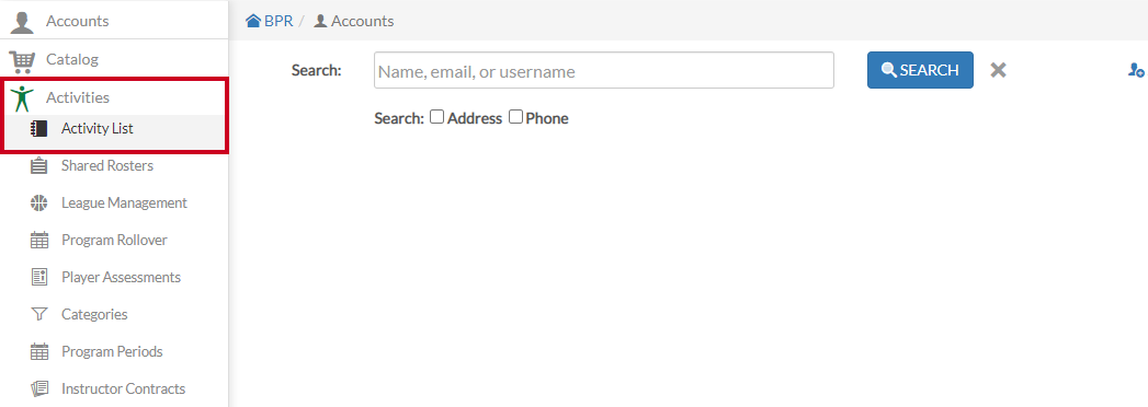 activities, activity list