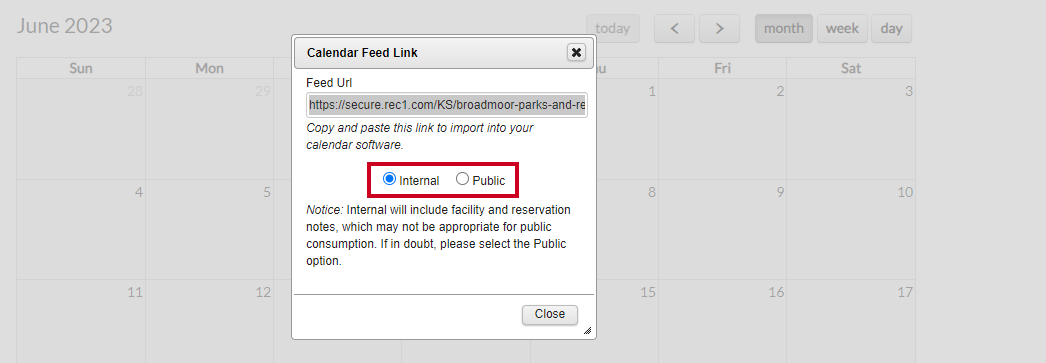 internal or public feed option.