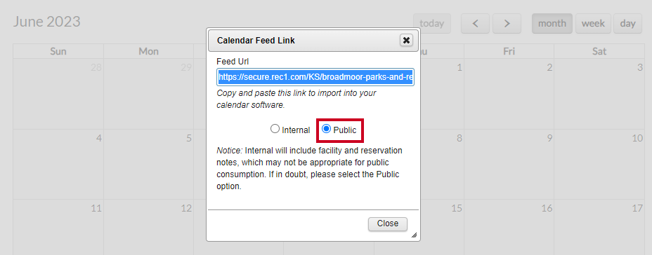 Public Feed Option.