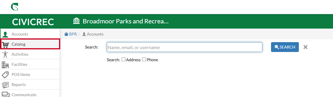 Navigate to the Catalog tab