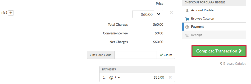 click Complete Transaction