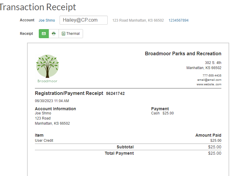 Review the receipt
