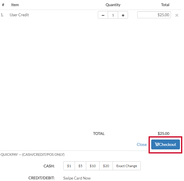 Click the check out button