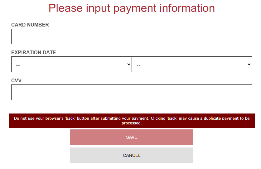 Cardpointe Card on File screen.