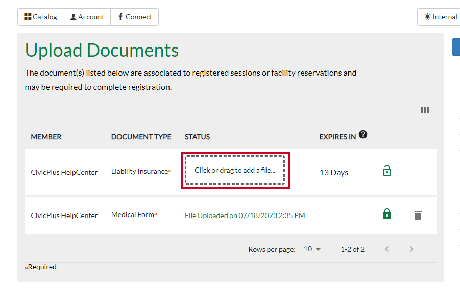 Select Click or drag documents
