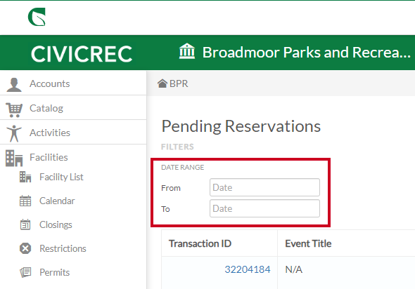 Use Date Ranges to make it easier to locate the transaction you want.