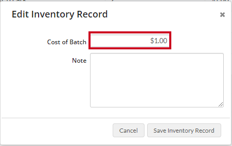 Edit Cost of Batch number