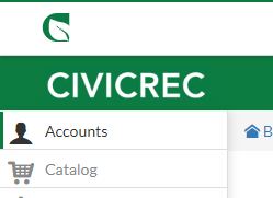 Rec Management Accounts Menu Option.