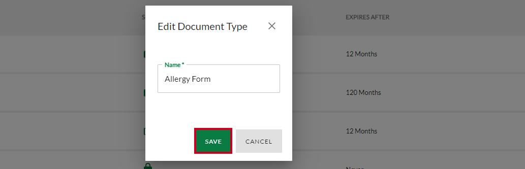 Click the save button