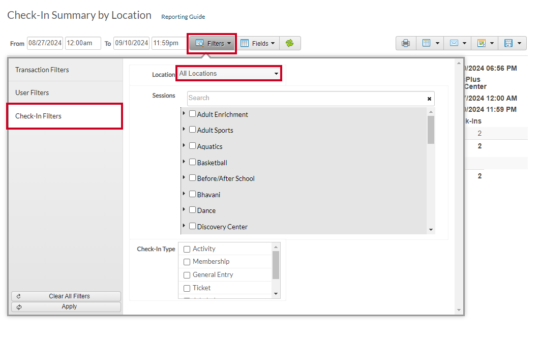 Rec Reports Check In Summary Filters Locations Options.png