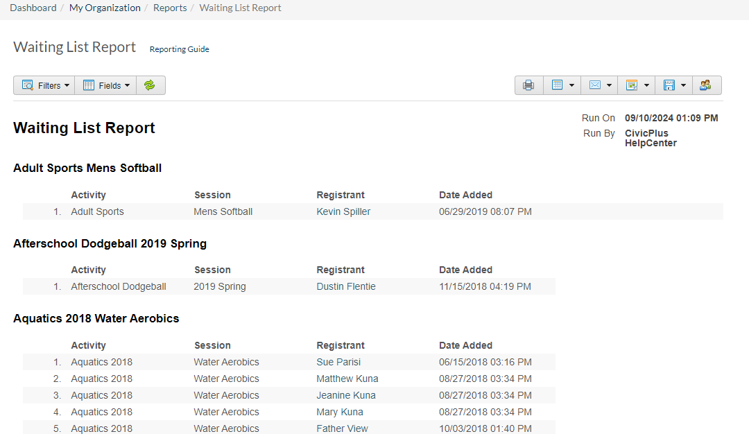 Rec Reports Waiting List Report View.png