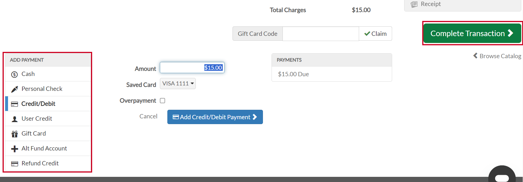 Rec Checkout Add Payment Option and Complete Transaction.png