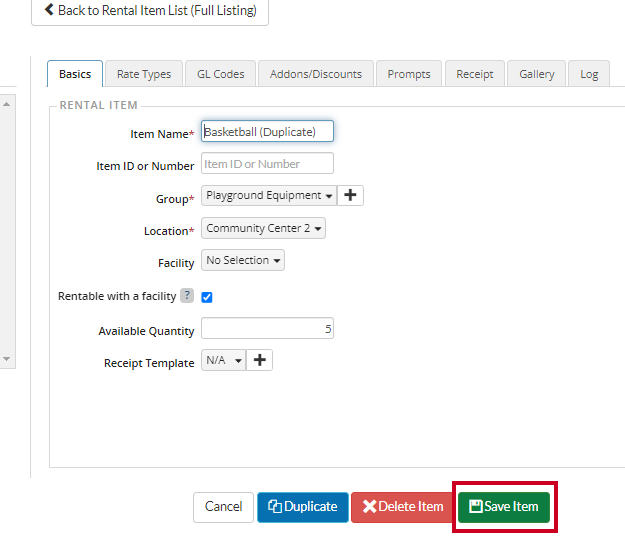 Rec Rental Item List Duplicate Save Item Button.png