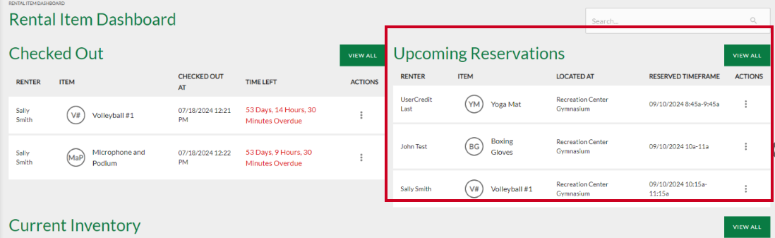 Rec Equipment Rental Dashboard Upcoming Reservations.png