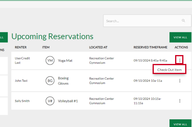 Rec Equipment Rental Dashboard Upcoming Reservations Menu Check Out Button.png