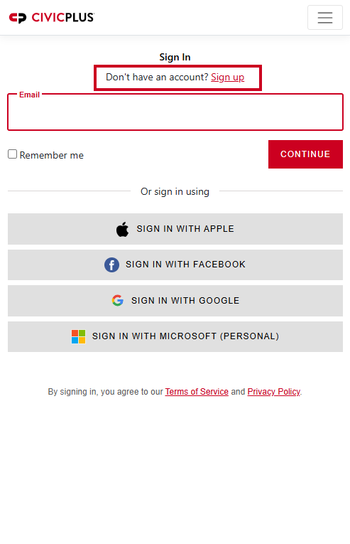 Rec Public Mobile Sign Up Link
