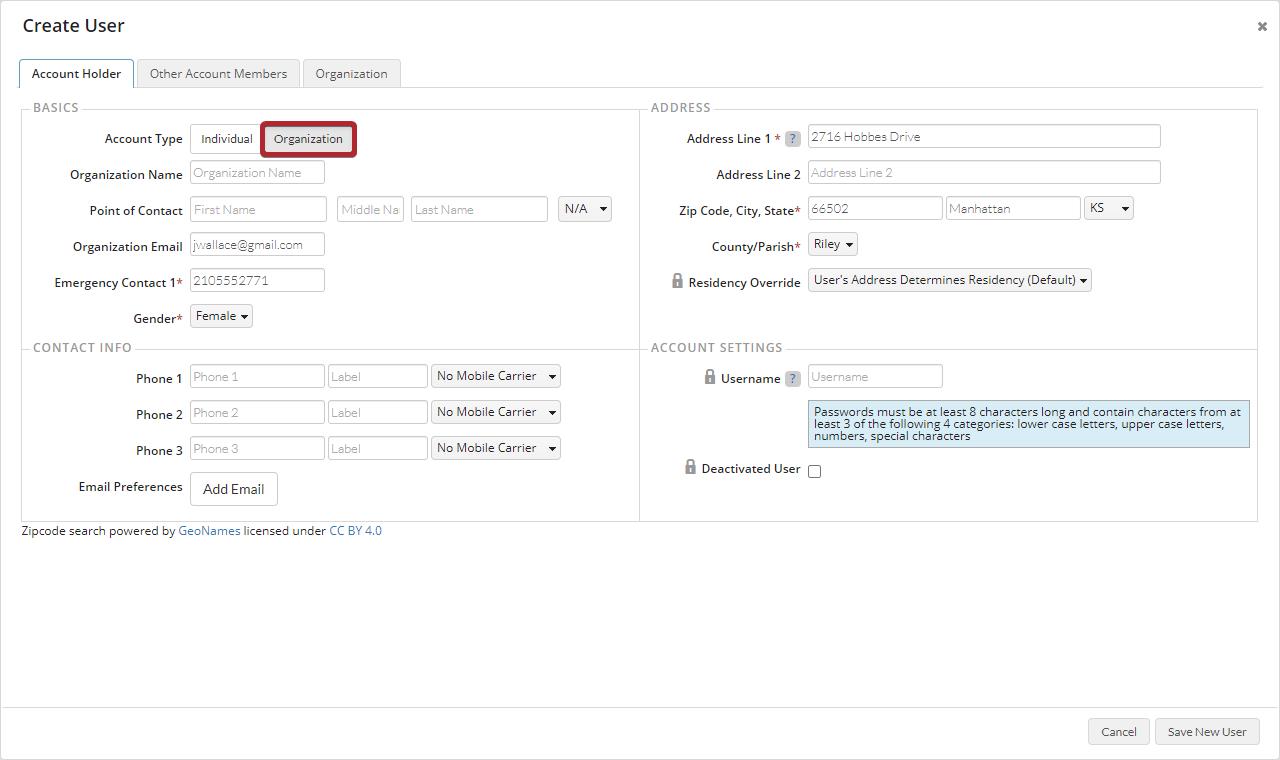 Create An Organizational Account