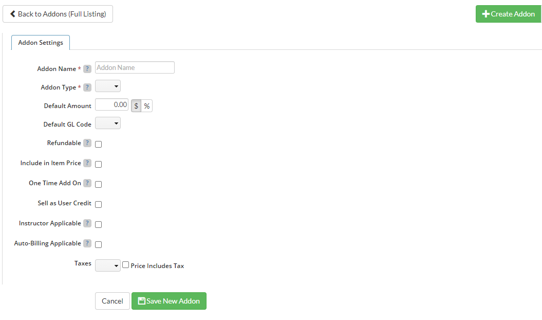 addon settings