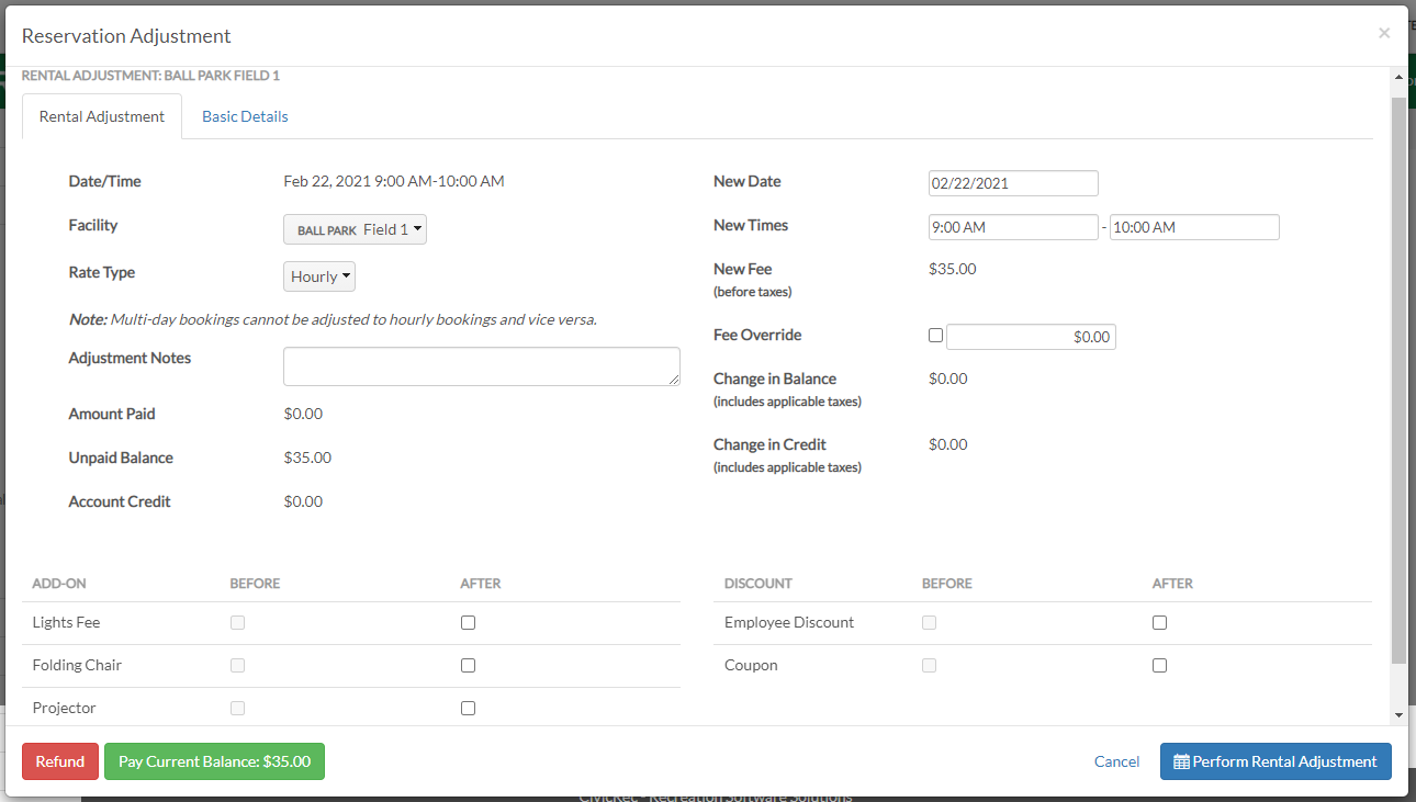rental adjustment