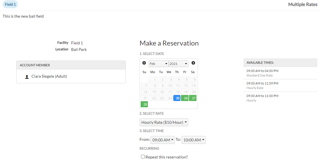 reservation details