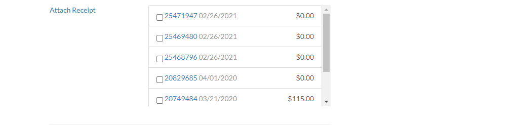 attach receipt