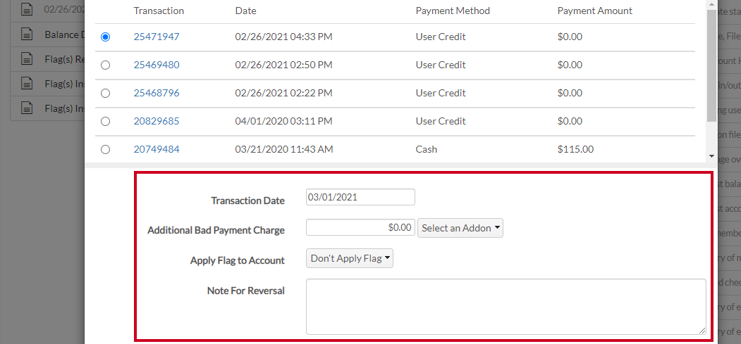 bad payment fields