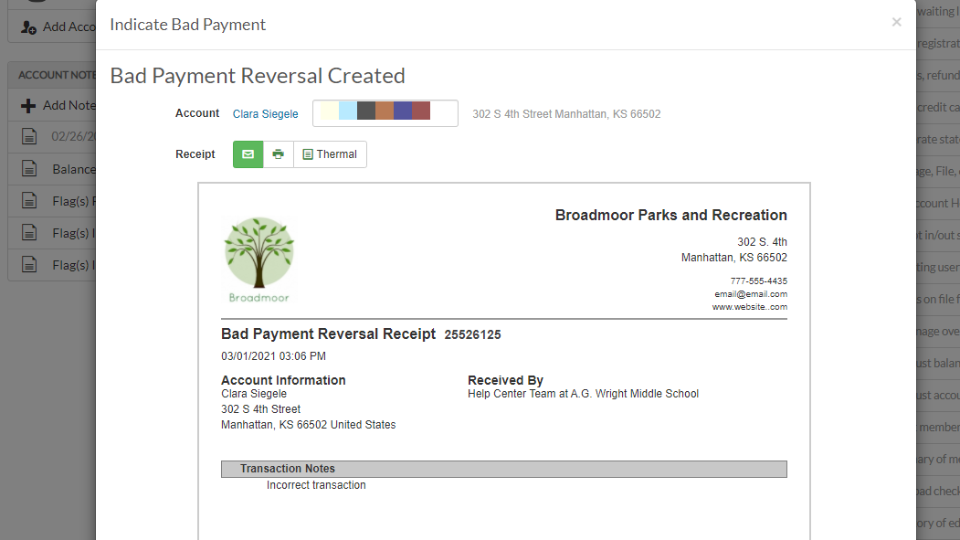 bad payment receipt