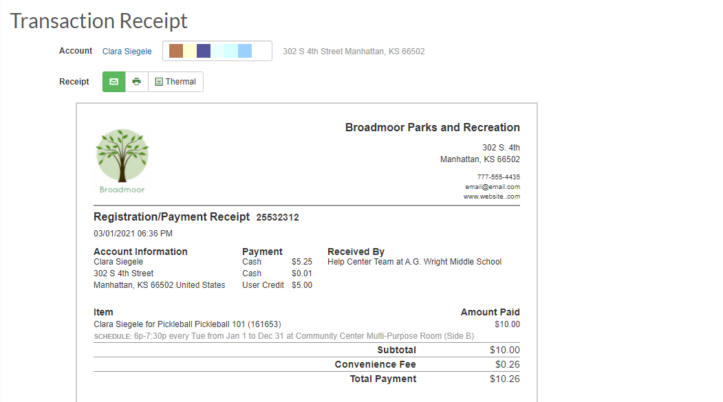 Review the receipt
