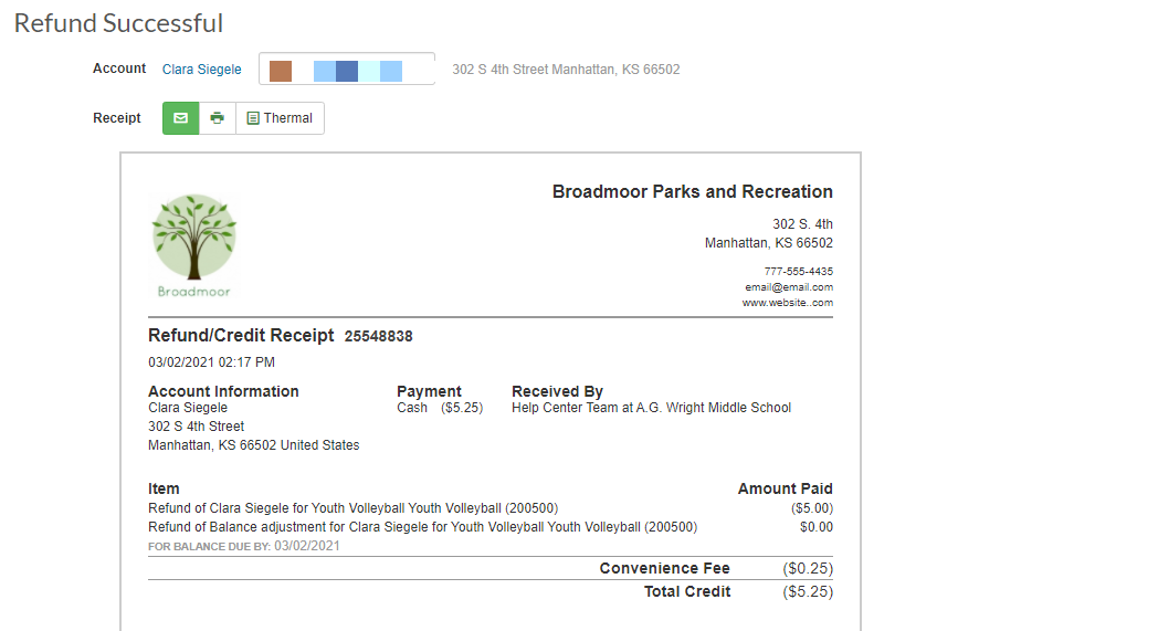 second refund receipt