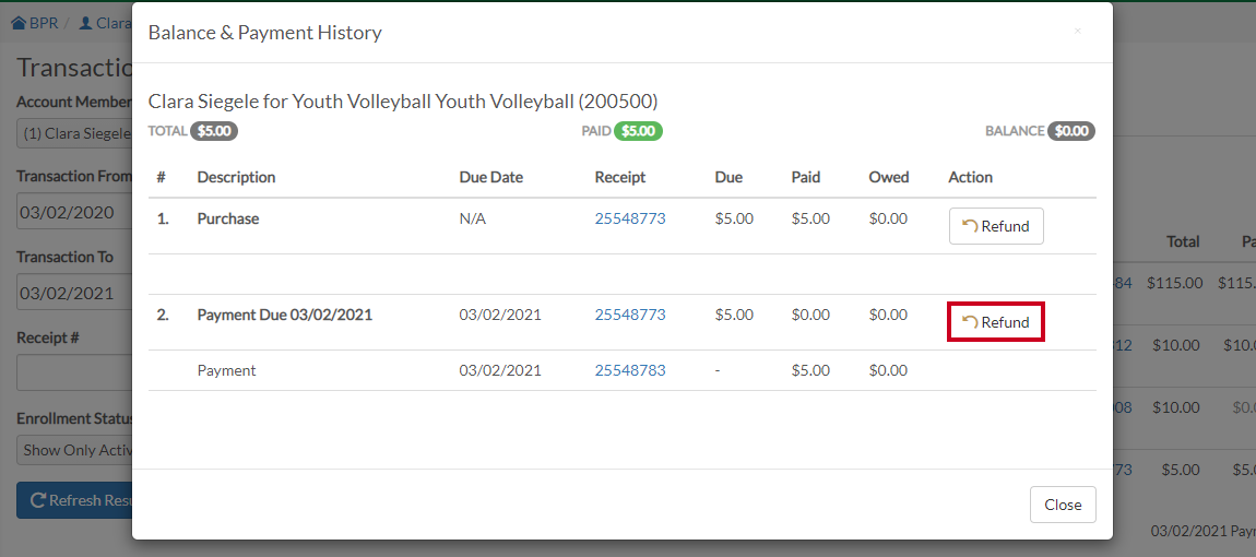refund first payment