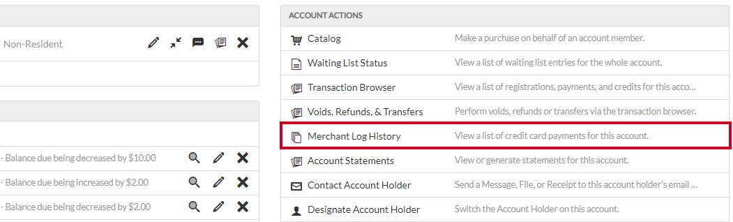 merchant log history