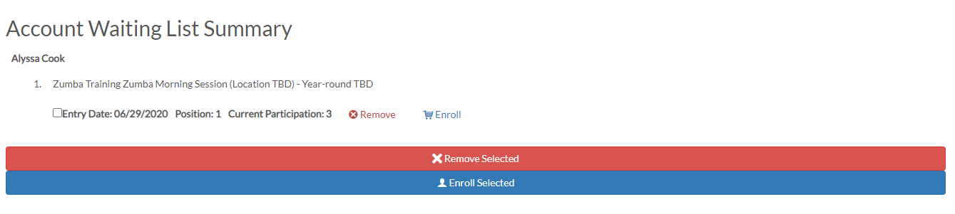 waiting list summary