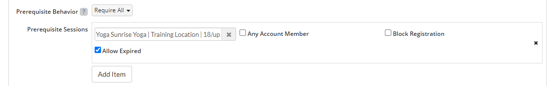 Checkboxes that allow specific options to be performed for the session.