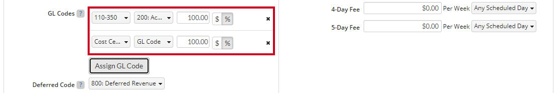 configure gl codes