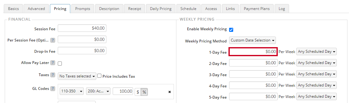 fee amounts