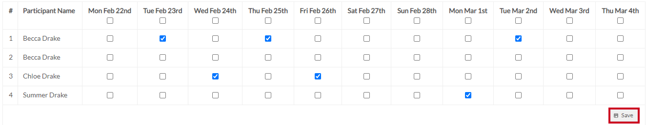 save attendance