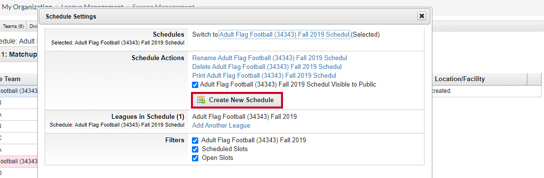 create new schedule