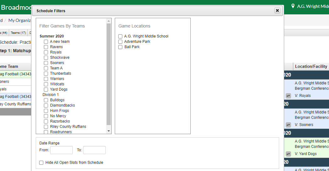 schedule filters