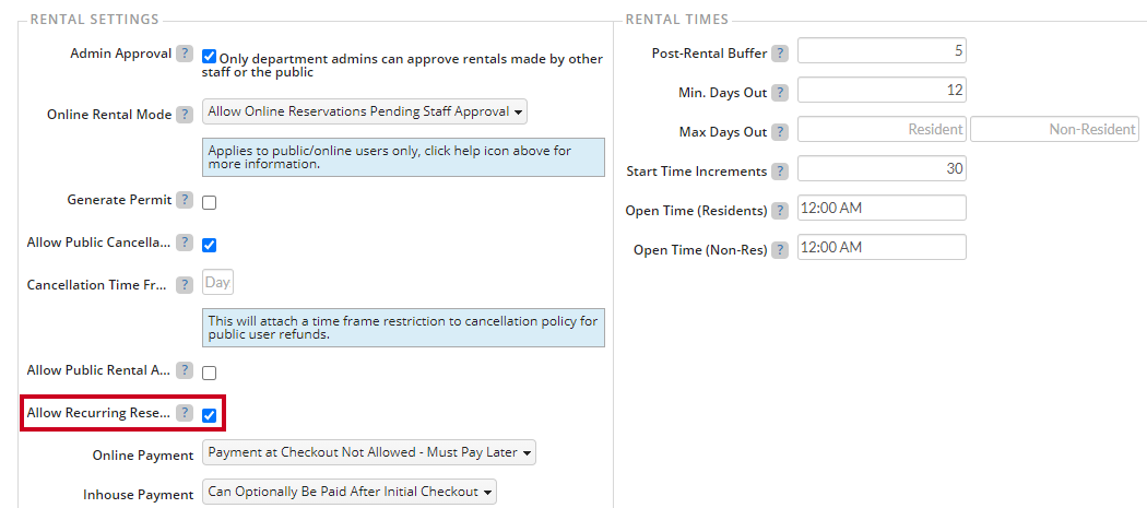 allow recurring reservations