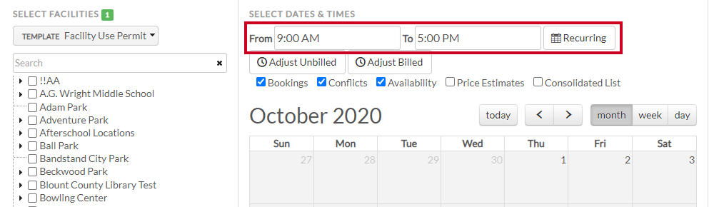 dates and times