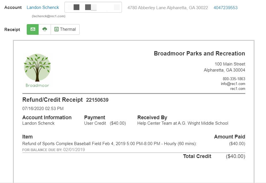 refund receipt