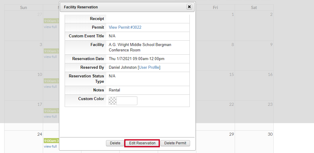 edit reservation