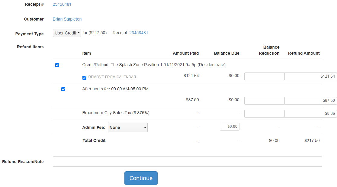 refund details