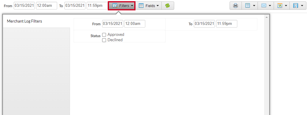 filters merchant log