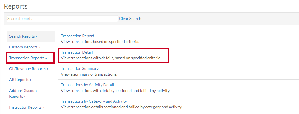transaction detail report