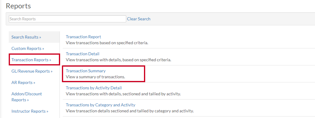 transaction summary