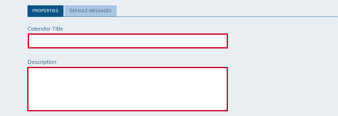 Calendar title and description fields.